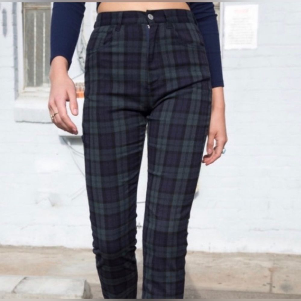 Brandy Melville plaid pants with a kick flare, size M.